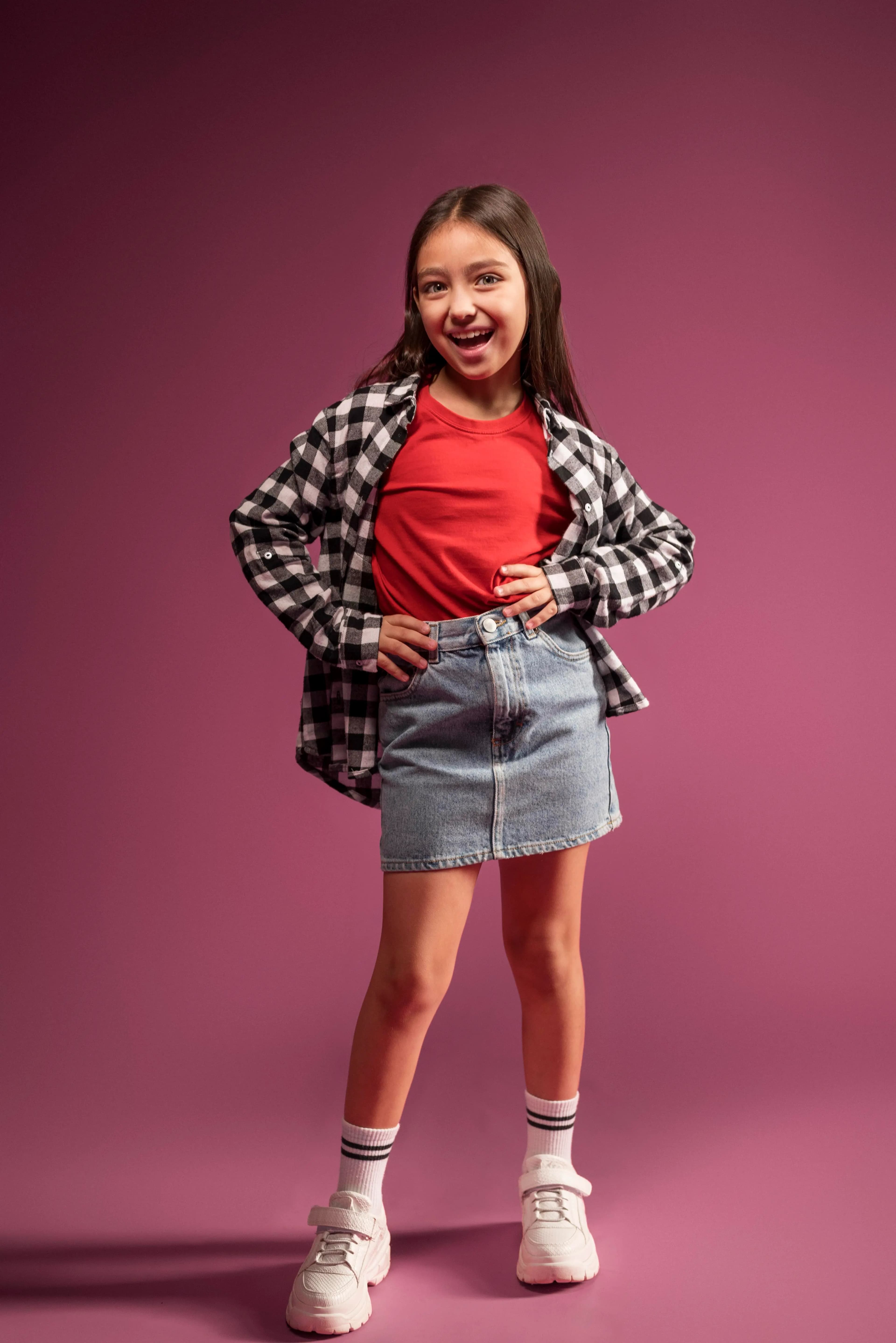 Cute child in plaid shirt